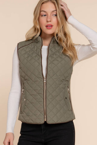 The Piping Detail Rib Quilted Padding Vest