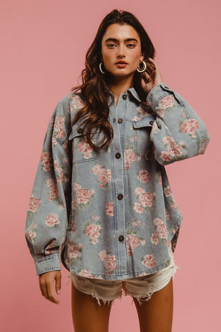 Francine Floral Denim Shacket
