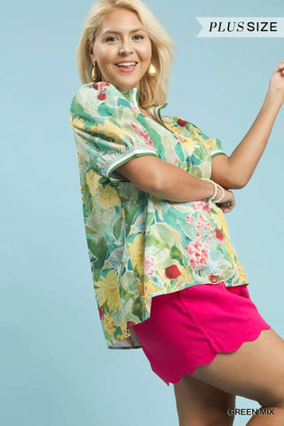 Jacquard Bloomscape Print Top