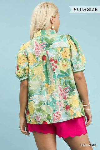 Jacquard Bloomscape Print Top