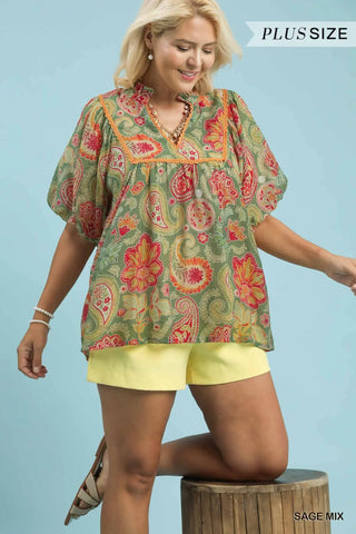 The Sage Blossom Boho Top
