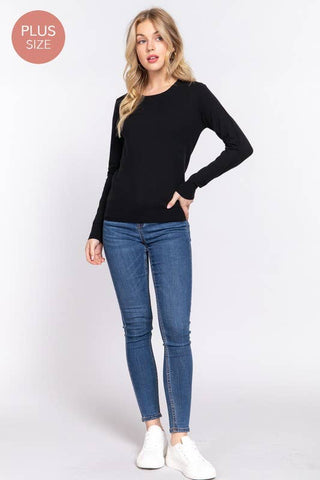 The Plus Long Sleeve Crew Neck Basic Sweater