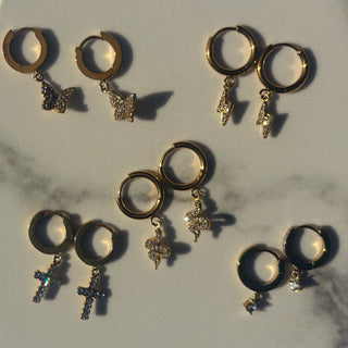 Lightning Bolt Pave Charm Huggies