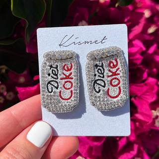 Diet Coke Hand Made Embellished Beaded Bling Stud Earrings