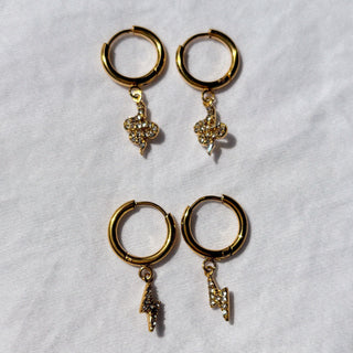 Lightning Bolt Pave Charm Huggies