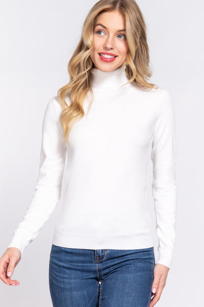 Long Sleeve Viscose Turtle Neck Sweater