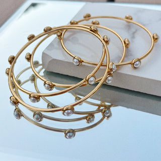 Floating Pearl Bangle Bracelet