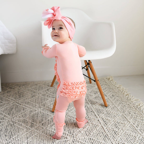 Gigi and Max - Bamboo Baby Pajama Sleepies Little Baby Ruffle Zip Olivia Pink