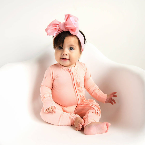 Gigi and Max - Bamboo Baby Pajama Sleepies Little Baby Ruffle Zip Olivia Pink