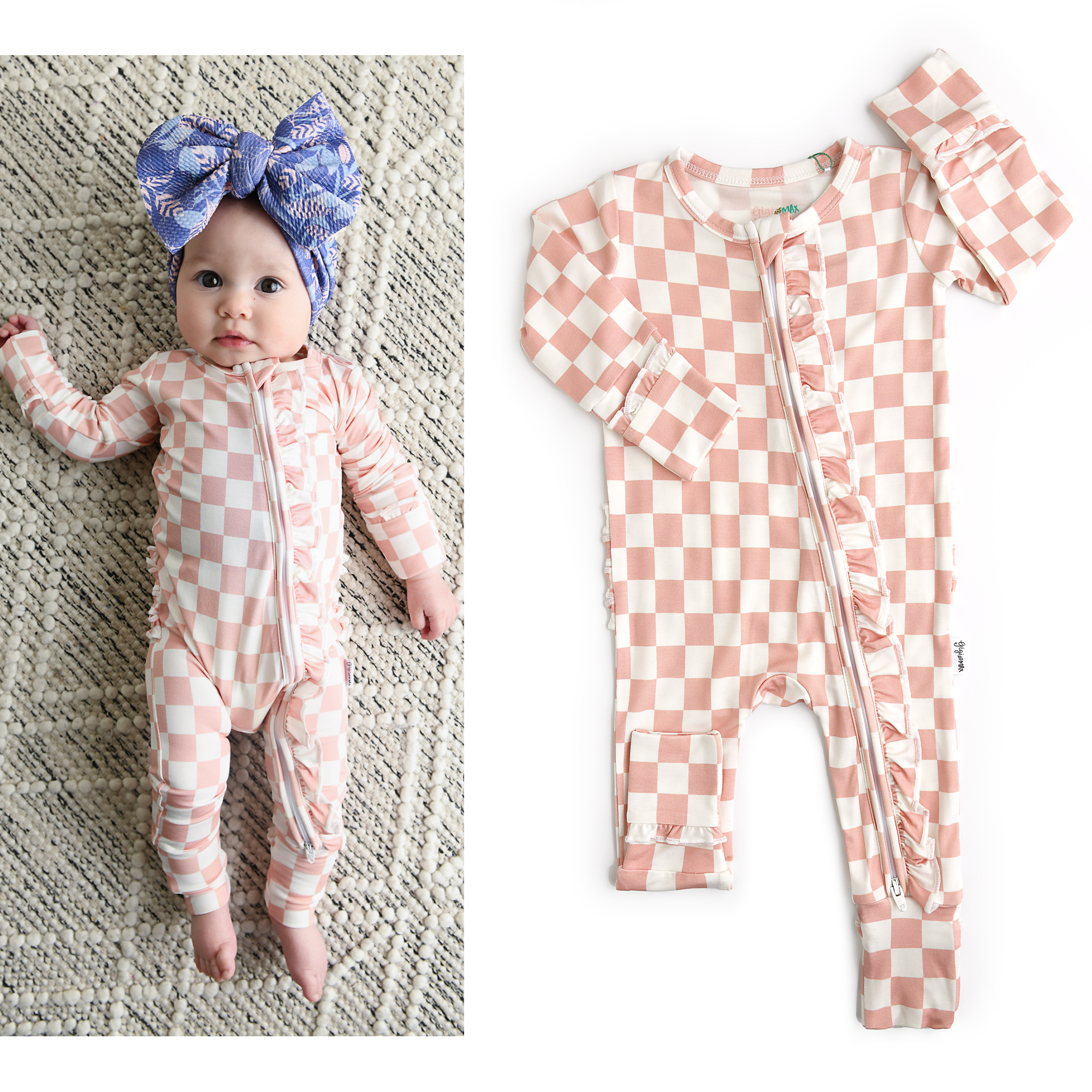 Gigi and Max - Bamboo Baby Pajama Sleepies Little Baby Ruffle Zip Saylor