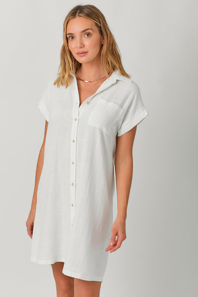 Polly Linen Blend Rolled Sleeve Dress