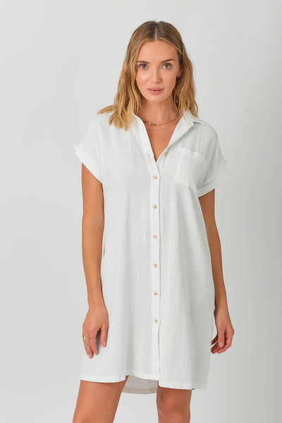 Polly Linen Blend Rolled Sleeve Dress