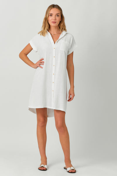 Polly Linen Blend Rolled Sleeve Dress