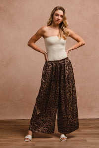 Anniston Leopard Wide leg Drawstring Pants