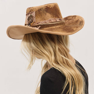 Rustic Cowgirl Feather and Band Fedora Hat
