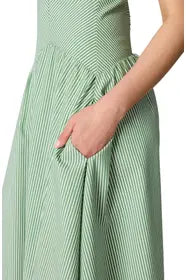 Una Stripe Seersucker Midi Dress