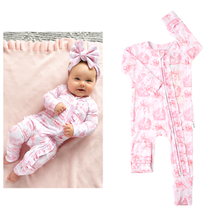 Gigi and Max - Juniper RUFFLE ZIP Easter Floral Bamboo 1-Piece Baby Outfit