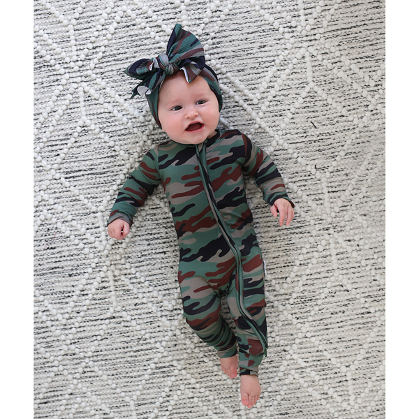 Gigi and Max - Bamboo Baby Pajama Sleepies Little Baby Zip Camo