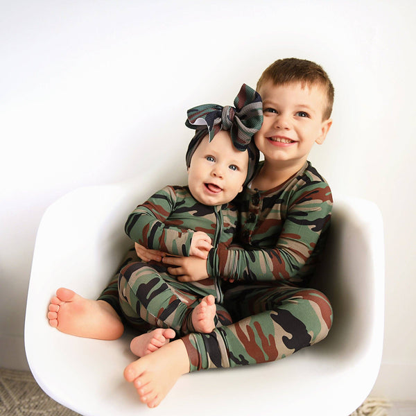 Gigi and Max - Bamboo Baby Pajama Sleepies Little Baby Zip Camo