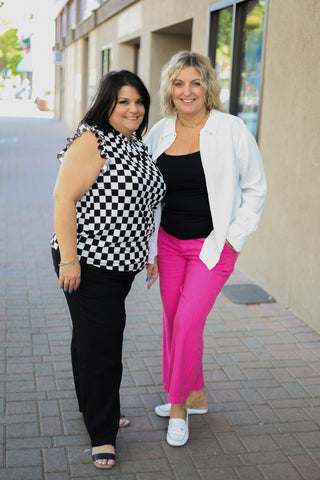 Topaz Linen Wide Leg- Fuschsia