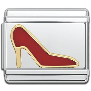 Italian Bracelet Charm - Red High Heel 9mm Links