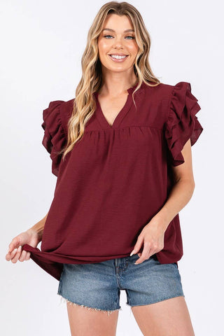 The Classic -RUFFLE SLEEVE BLOUSE