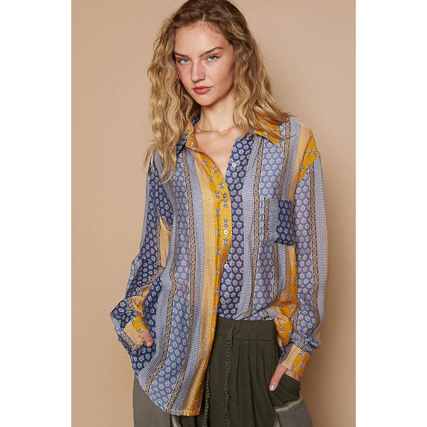 Julia Vintage Washed Printed Woven Shirt