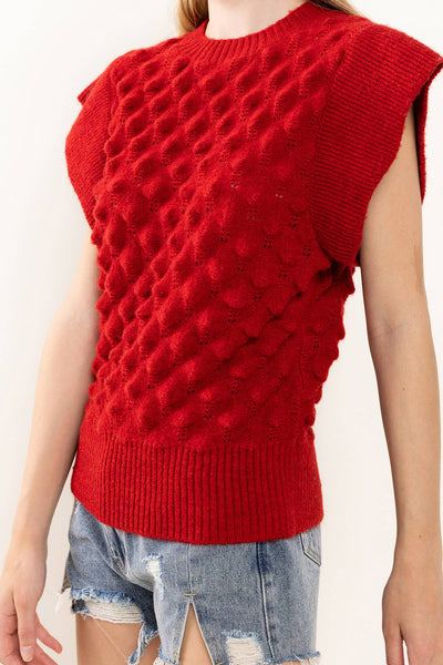 Rita - Ruffle Sleeve Textured Sweater Top