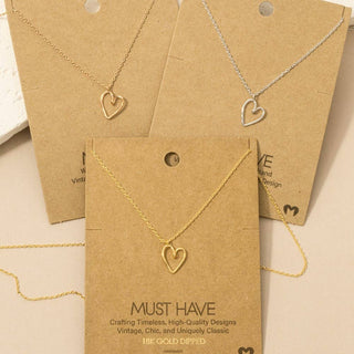 Gold Dipped Wire Heart Pendant Necklace