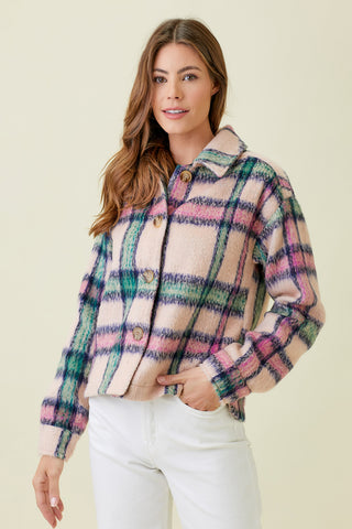 Pollie Plaid Button Down-Winter Rose