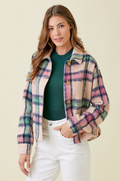 Pollie Plaid Button Down-Winter Rose