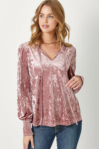 Shelby Smocked Velvet Blouse