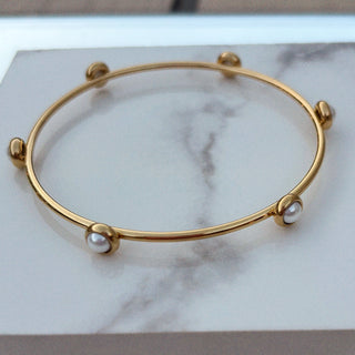 Floating Pearl Bangle Bracelet
