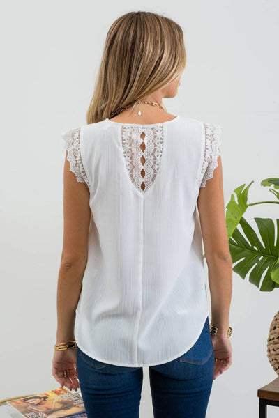 Steph Sleeveless Lace Trim Top