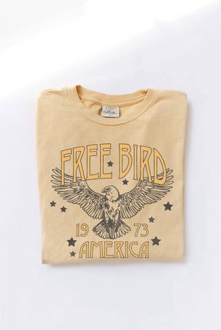 FREE BIRD AMERICA Mineral Washed Graphic Top