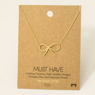 Gold Dipped Bow Tie Pendant Necklace