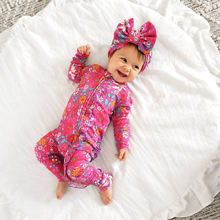 Gigi and Max - Posie RUFFLE ZIP Bamboo One Piece Floral Baby Outfit