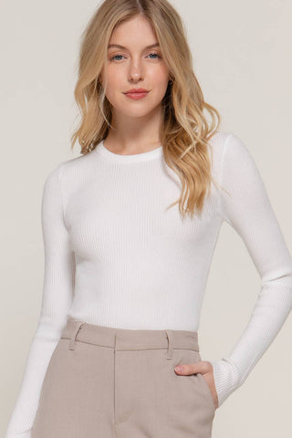 The Long Sleeve Crew Neck Viscose Rib Sweater
