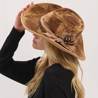 Rustic Cowgirl Feather and Band Fedora Hat