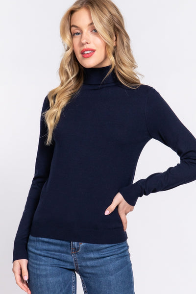 Long Sleeve Viscose Turtle Neck Sweater