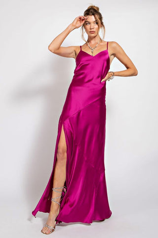 Jade Satin Slip Dress