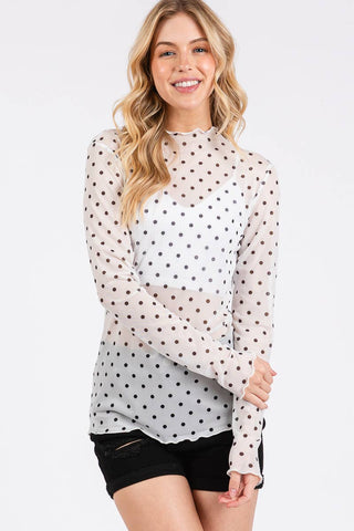 The Polka Dot mesh Long Sleeve Top