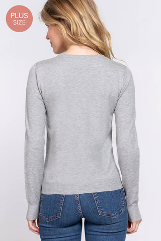 The Plus Long Sleeve Crew Neck Basic Sweater