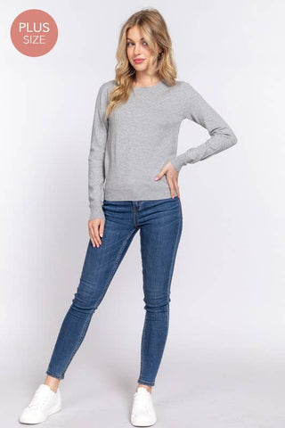 The Plus Long Sleeve Crew Neck Basic Sweater