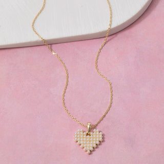 Mini Acrylic Pearls Heart Pendant Necklace