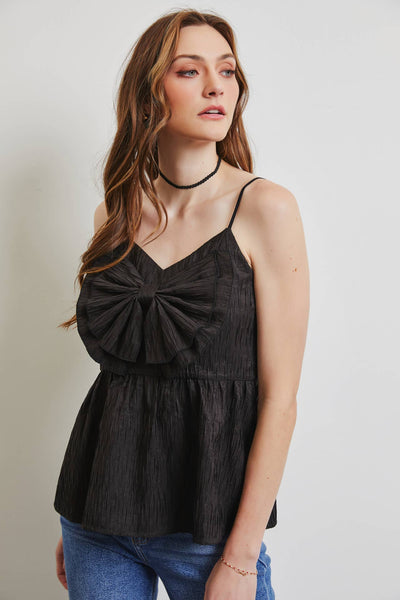 Bronson BabyDoll Bow Top-Black