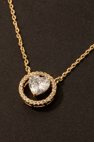 Gold Dipped Halo Set Cz Heart Pendant Necklace