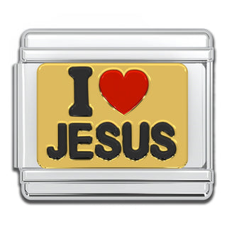 Italian Bracelet Charms - "I LOVE JESUS" Religious 9mm Links