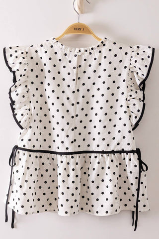 Romantic Polka Dot Ruffle Blouse