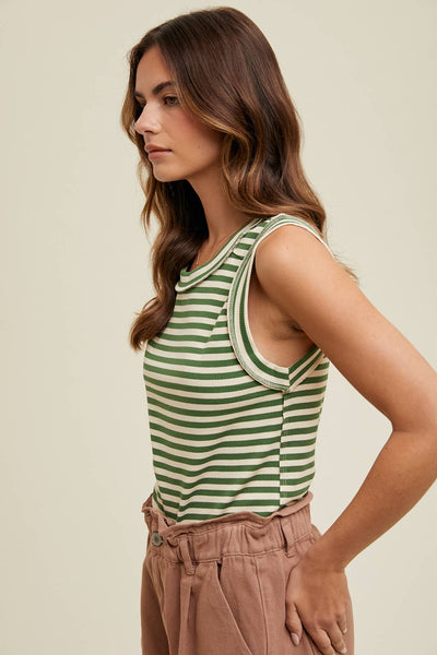 Tara Striped Ribbed Knit Tank